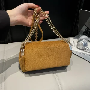 SUEDE SHOULDER BAG, Women's New Fashion Handbags, Luxury Design Top Handle Underarm Bag, Small Baguette Bag with Crossbody Strap